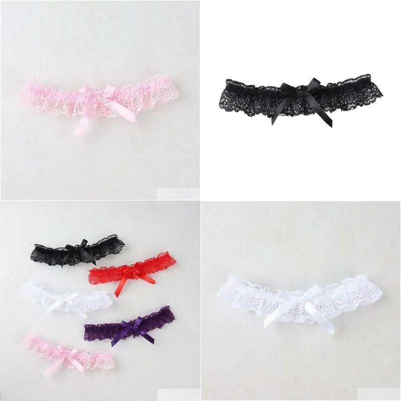 New Arrive Hot sell white Lace Garters bowknot flowers Leg ring Wedding Bridal Garters