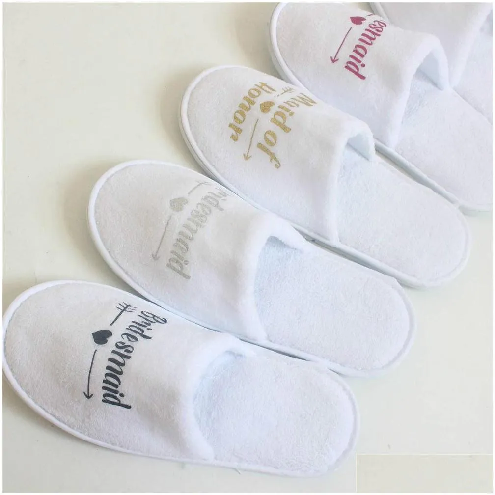 Wedding Party Gifts Personalized Brides Bridesmaid slippers Wedding Bridal Shower Gift Maid Honor Bachelorette favors Decoration