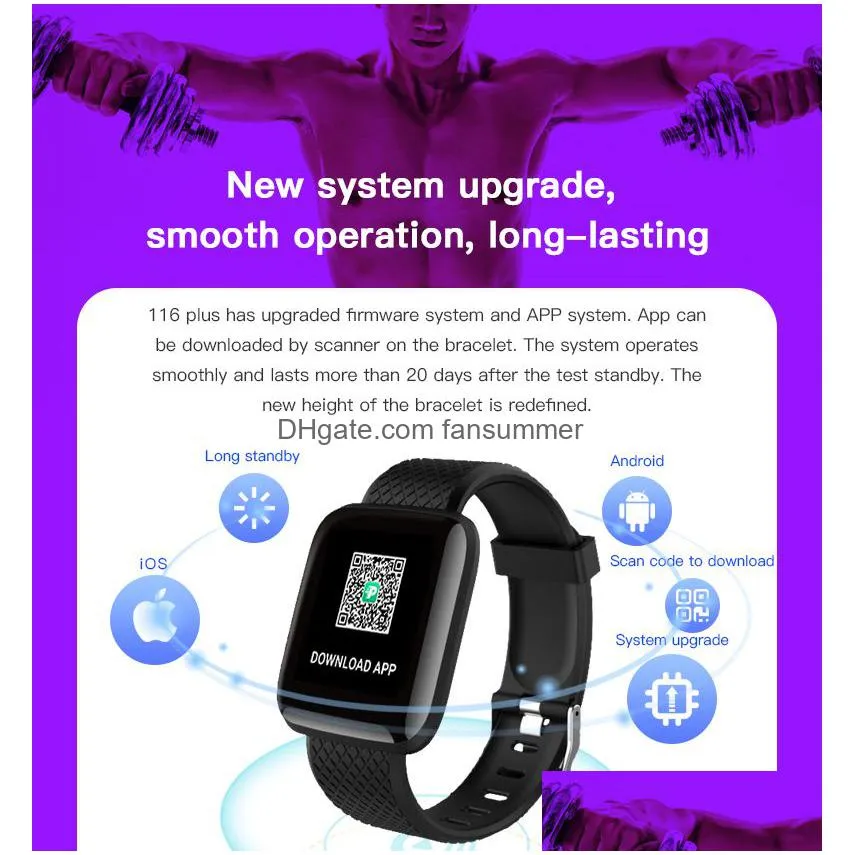 d13 smart watch band 116 plus waterproof smart bracelet heart rate tracker wristband blood pressure sport smartwatch