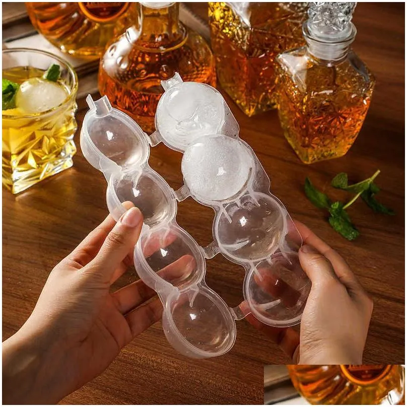  4 hole ice cube makers round ice hockey mold whisky cocktail vodka ball ice mould bar party kitchen ice box ice cream maker tool