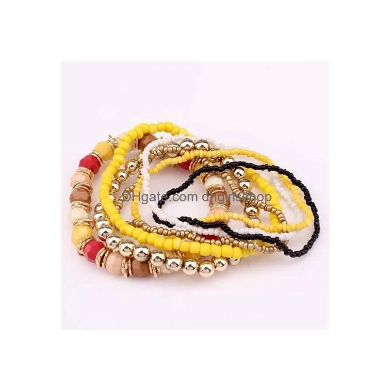 new bohemian multi-layer beaded bracelets sets women s ocean style beads bangle for female fashion jewelry gift