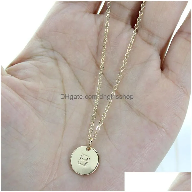 fashion 26 letter circle pendant necklaces women alphabet charm link chain for ladies luxury jewelry gift
