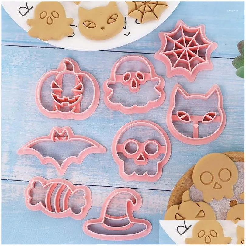 baking moulds 8pcs halloween cookie cutters set pumpkin pressable stamp biscuit mold decoration