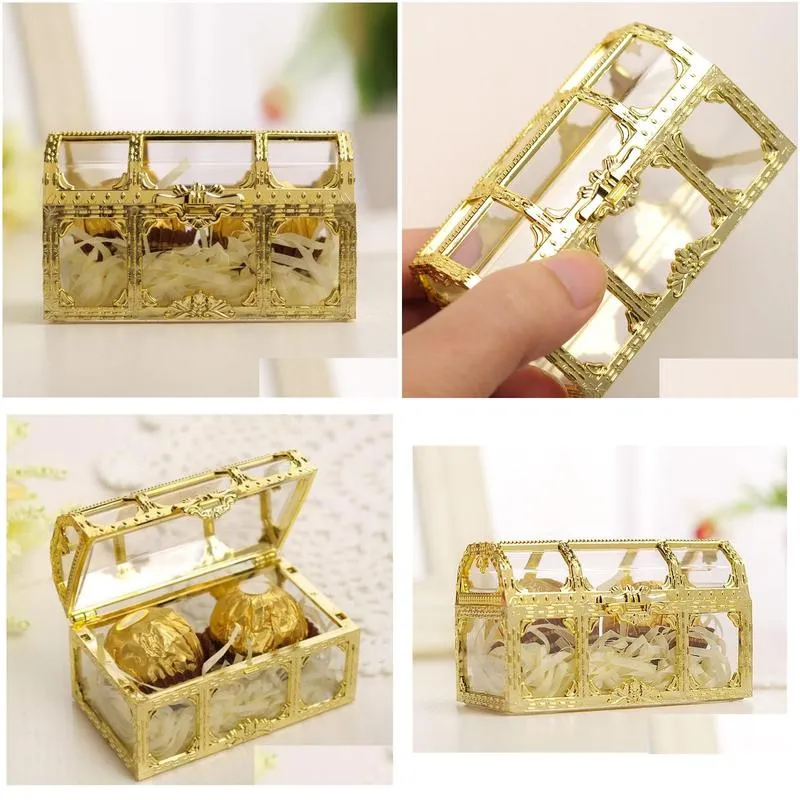 Favor Holders Party favors Candy Box Treasure Chest Shaped Wedding European style Celebration Gorgeous Shining Boxes