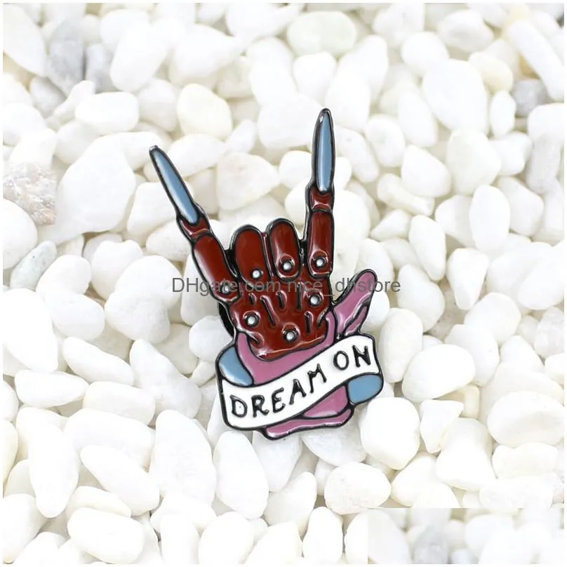 dream onbrooch terror movie freddy krueger zombie hand nightmare on elm street enamel pins dark evil hand pin badge gothic