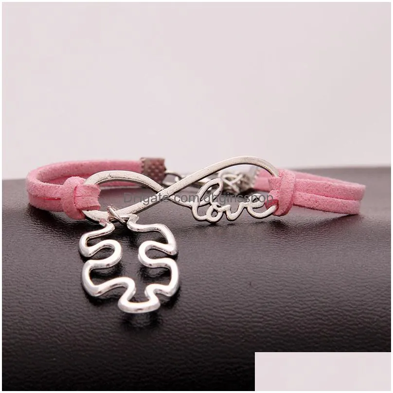 autism awareness puzzle piece charm bracelets infinity love wish velvet rope wrap bangle for women men fashion friendship jewelry