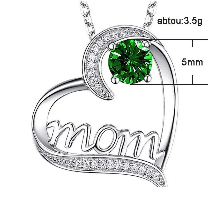 diamond heart mom necklace love pendant fashion jewelry mother day gift will and sandy