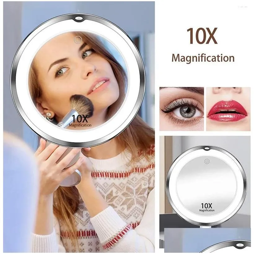 night lights rotation 10x led makeup light foldable magnifying tool vanity mirrors with for travel home dressing table