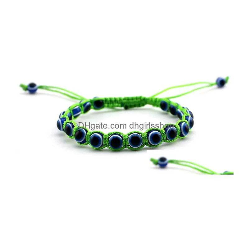 handmade turkey blue evil eye charm bracelets for women braided string rope fatima beads chain bangle fashion jewelry gift