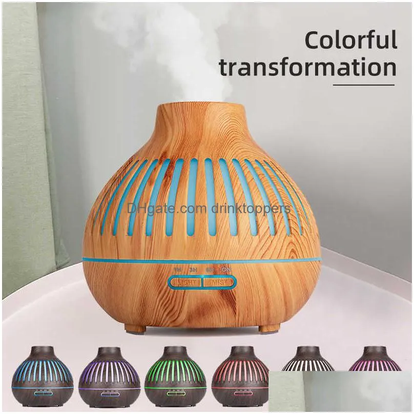 saengq aroma diffuser electric air humidifier ultrasonic 400ml  oil remote control led cool mist maker fogger 210724