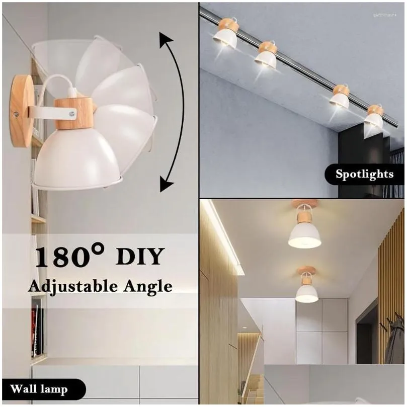 wall lamps modern wooden light adjustable macaroon ceiling lamp e27 led lighting fixture nordic bedroom living room home decor sconce