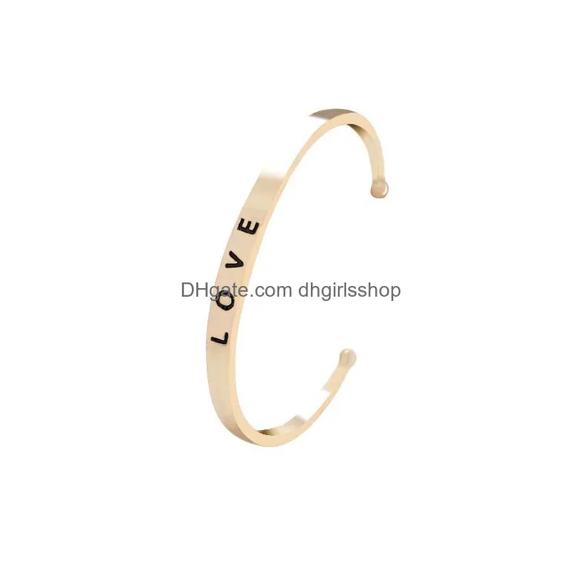 2019 fashion engraved love letter cuff bangle women creative open bracelet for men couple luxury jewelry gift