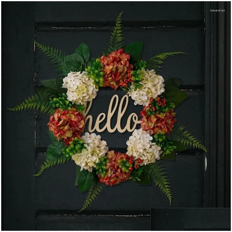 decorative flowers handmade wreath with exquisite hydrangeas and pomegranates