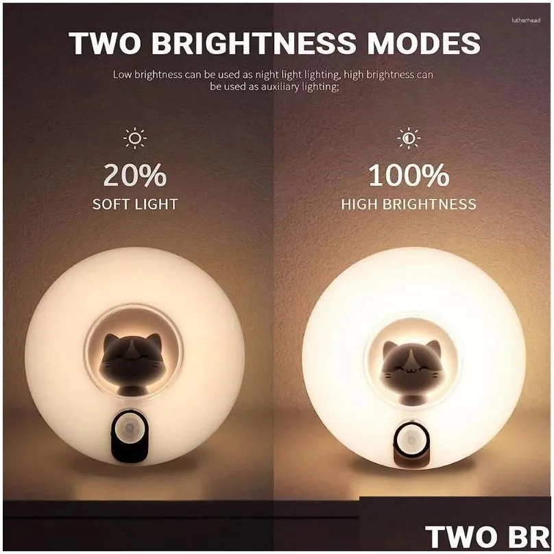 night lights led motion sensor light magnetic adjustable brightness under cabinet lighting usb cordless rechargeable lamp for kid