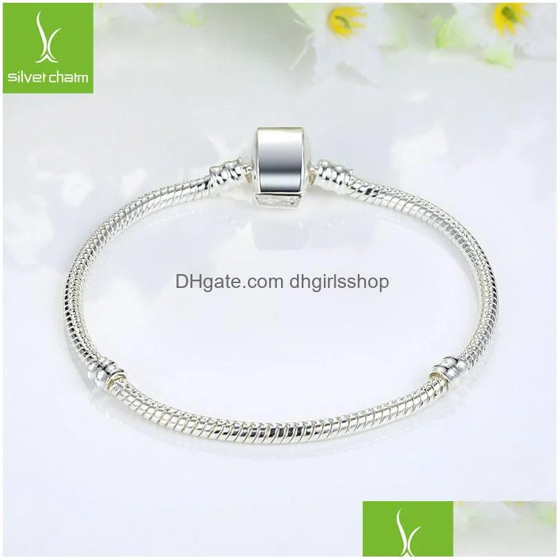 top quality silver basic snake chain women & men magnetic clasp bangle for charm european beads bracelet & jewelry making