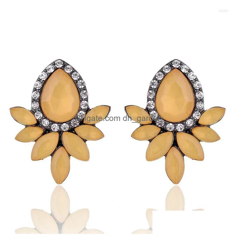 stud earrings lubov sweet metal with gems ear for women girls christmas party fashion rhinestone acrylic gift jewelry