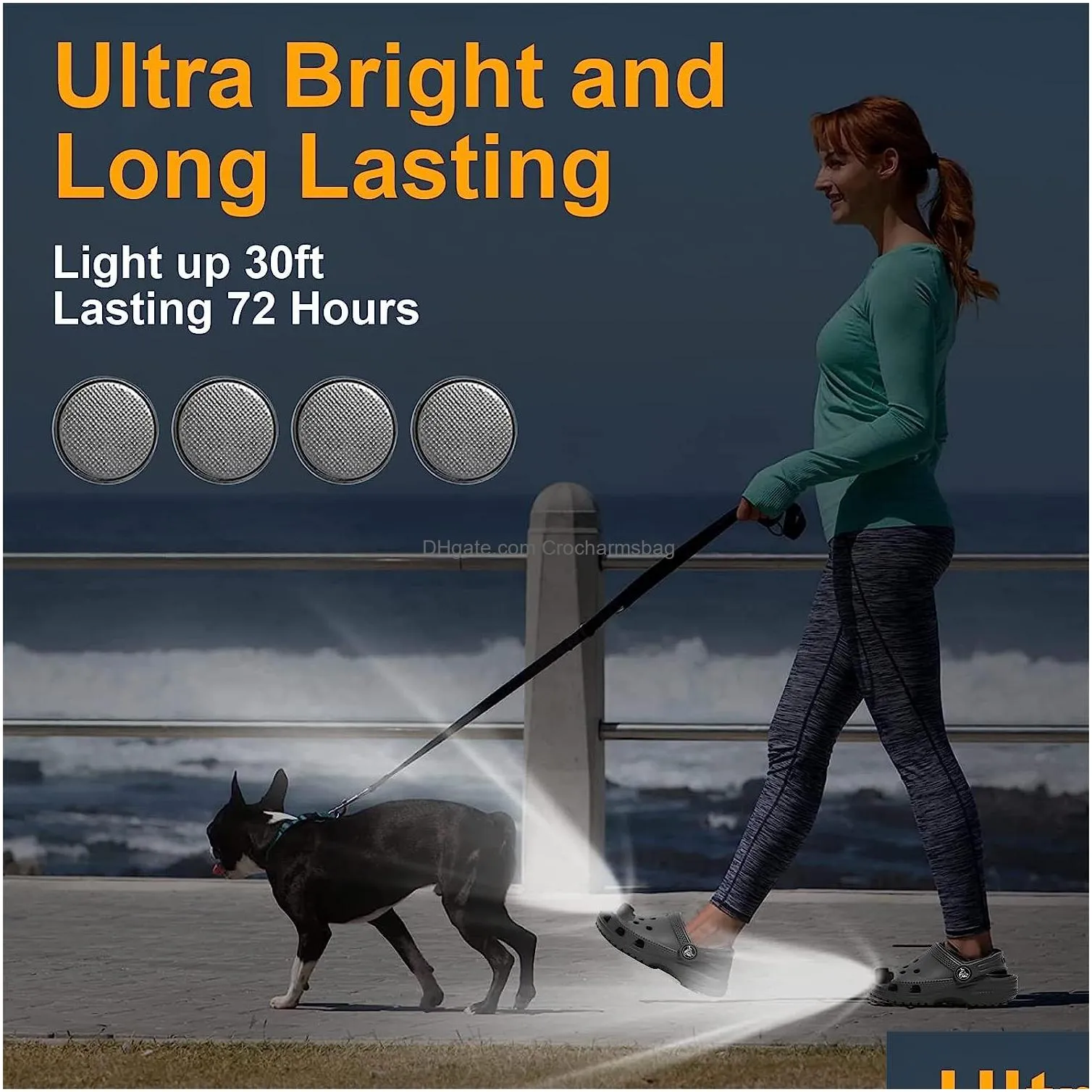 Alligator light headlights LED shoe light strip 3 light modes IPX5 waterproof suitable for walking dogs camping cycling headlights for