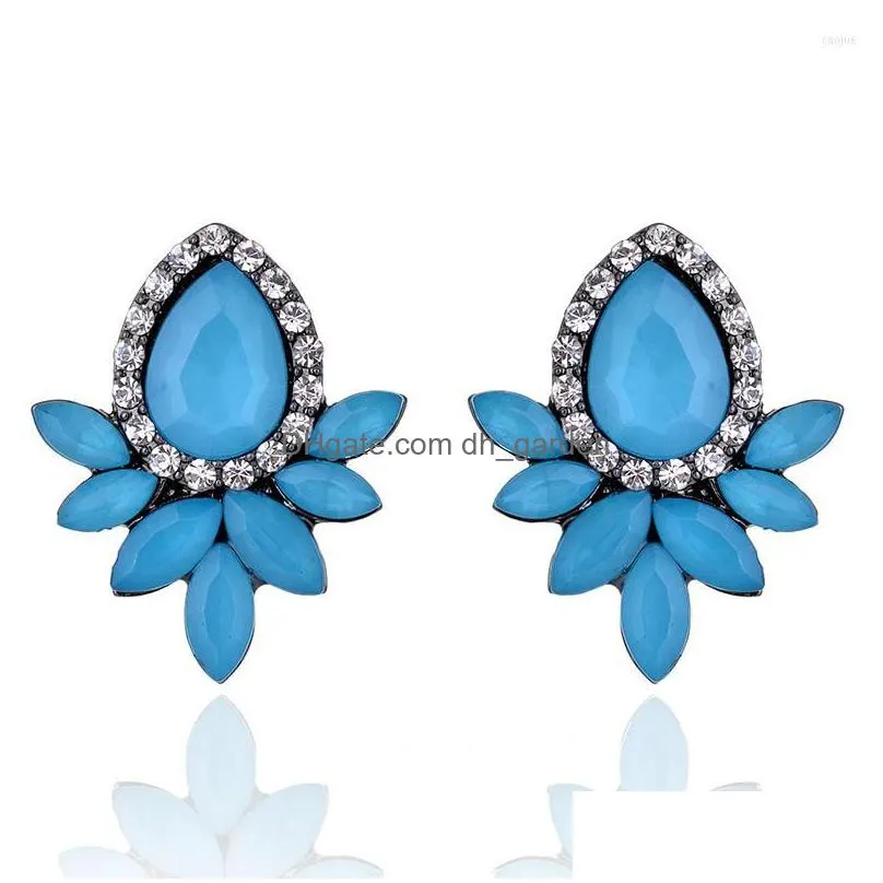 stud earrings lubov sweet metal with gems ear for women girls christmas party fashion rhinestone acrylic gift jewelry