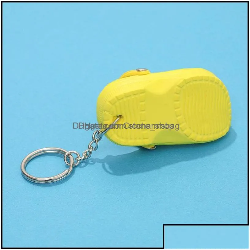 Keychains Fashion Accessories 20Pcs Mixed Colors 3D Mini 7.5Cm Eva Beach Hole Little Croc Shoe Keychain Bag Keyring Car Handbag Key Chain