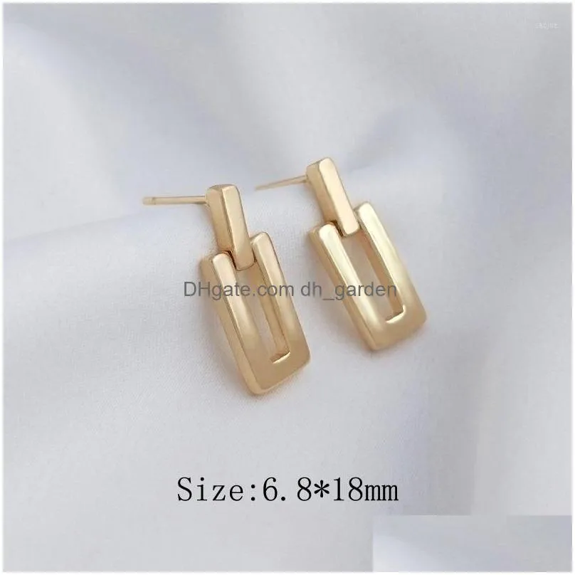 stud earrings 4pcs 6.8 18mm 14k gold plated for women rectangle fashion ear studs charms jewelry making diy brass accessories