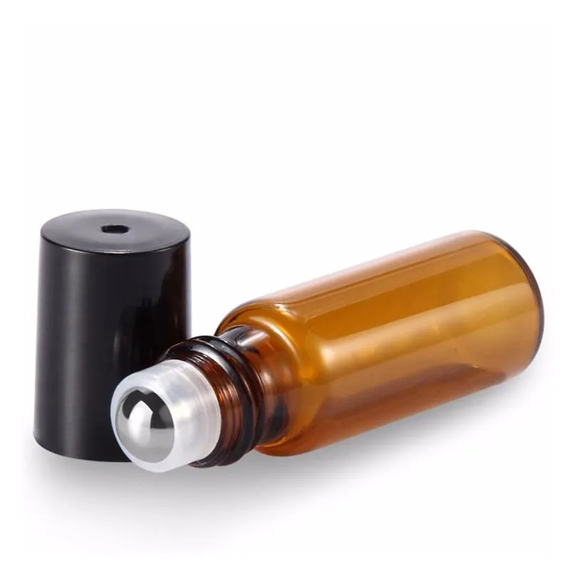 wholesale 5ml roll on bottles with glass/metal ball roller colorful perfume essential oil vials thin glass
