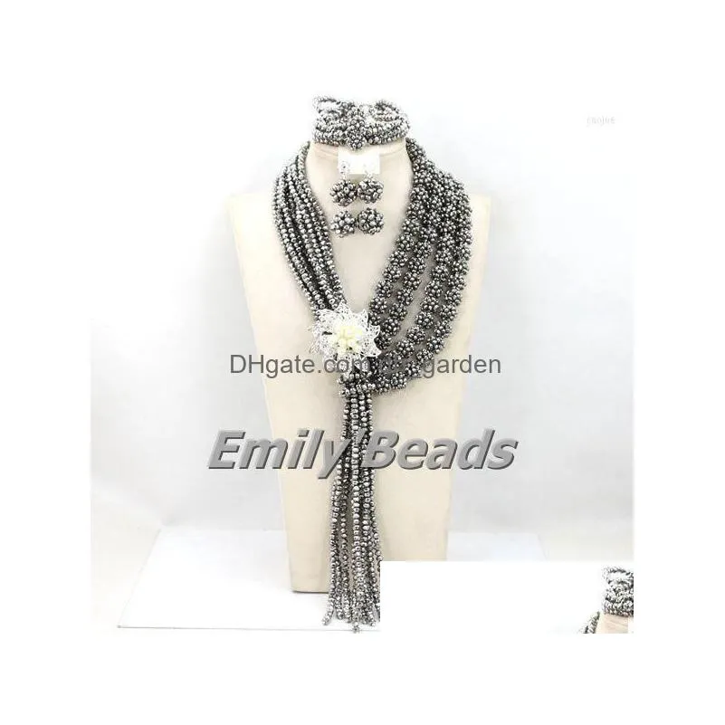 necklace earrings set fabulous women costume african jewelry nigerian wedding beads crystal bridal