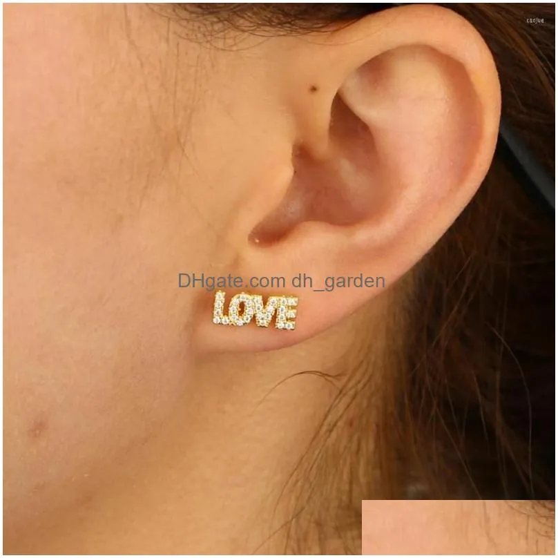 stud earrings 2023 fashion design gold color letter love women metal statement name jewelry gift