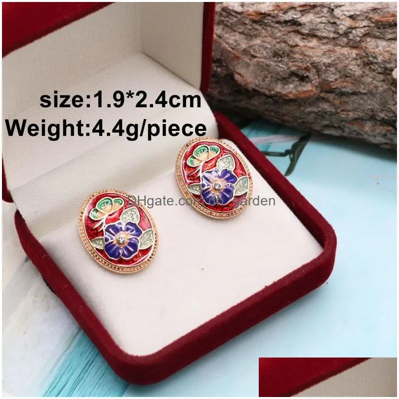 stud earrings temperament geometry earring dripping oil painting love round colorful party brincos accessories