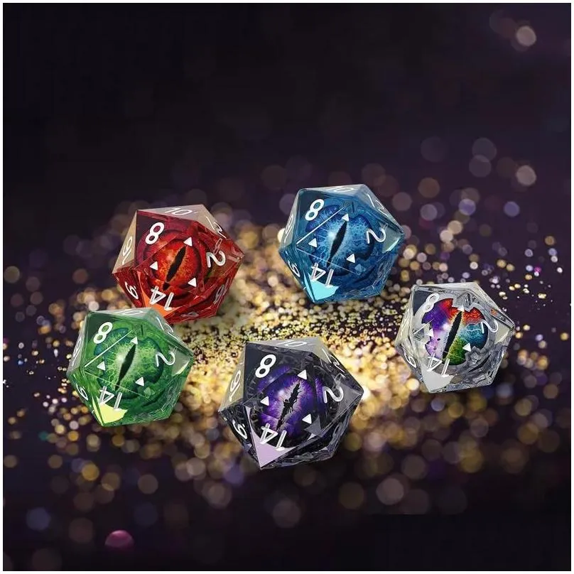 party favor 5pcs dice set handmade resin polyhedral sharp edge for rpg role playing table games with pouch