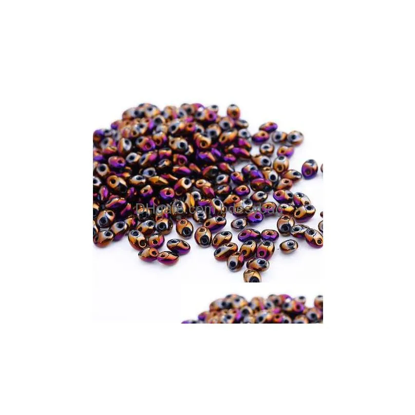 240pcs 5x2.5mm czech glass seed beads two hole beads for diy jewelry making u pick color