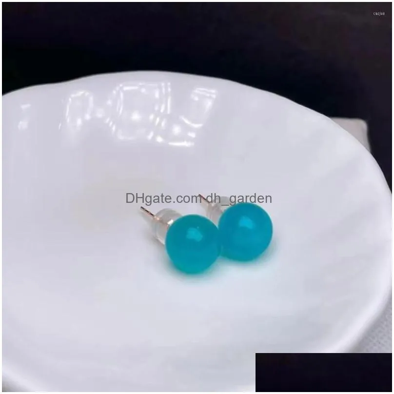 stud earrings shilovem 18k yellow gold real natural amazonite classic wholesale fine women gift 8mm myme08085512ths