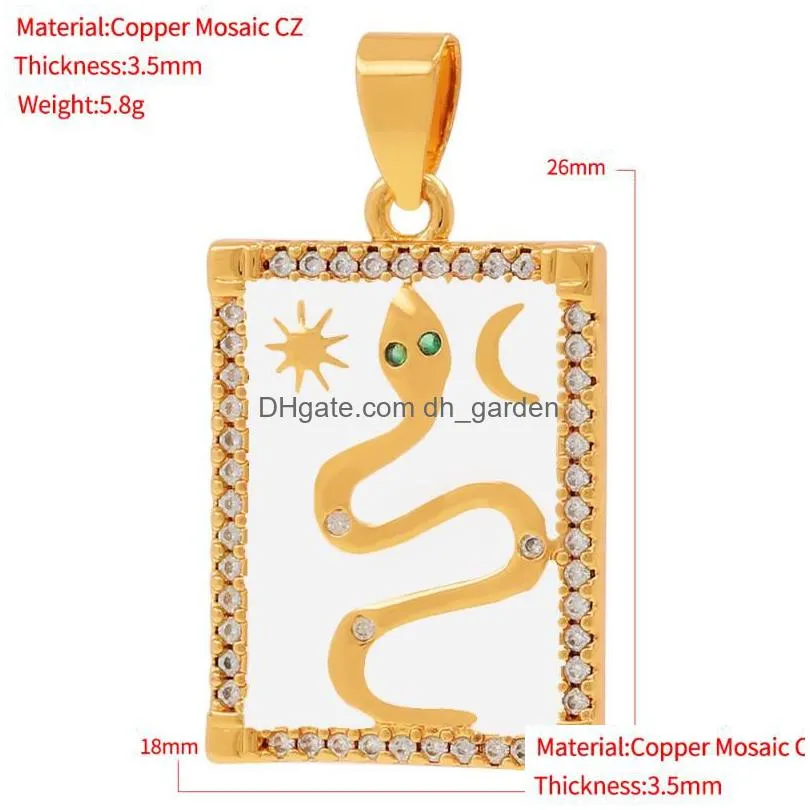 pendant necklaces copper micro inlaid zircon drop color paint palm moon star diy necklace jewelry
