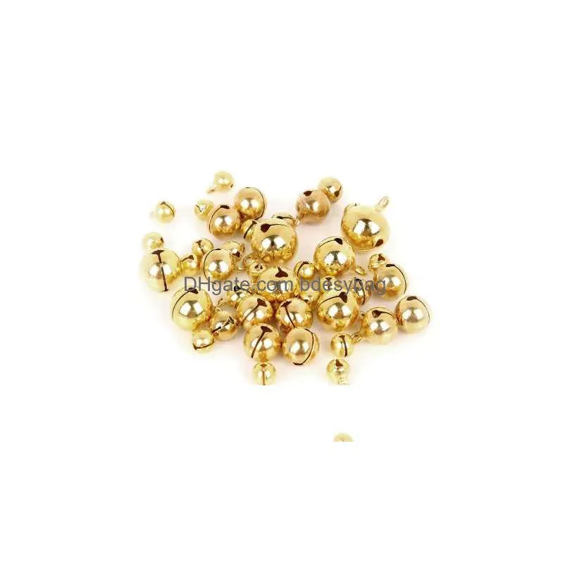 20-100pcs 6mm/8mm/10mm/12mm/14mm gold copper loose beads small jingle bells merry xmas christmas tree decoration ornament home