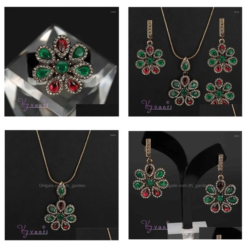 necklace earrings set fashion women`s african beads shiny fine vintage turkish jewellery sets gift for women