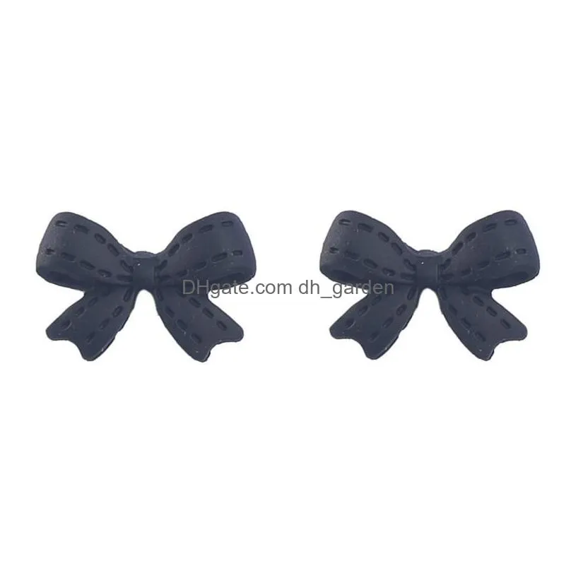 stud earrings candy color small bow knot cute girly style for women
