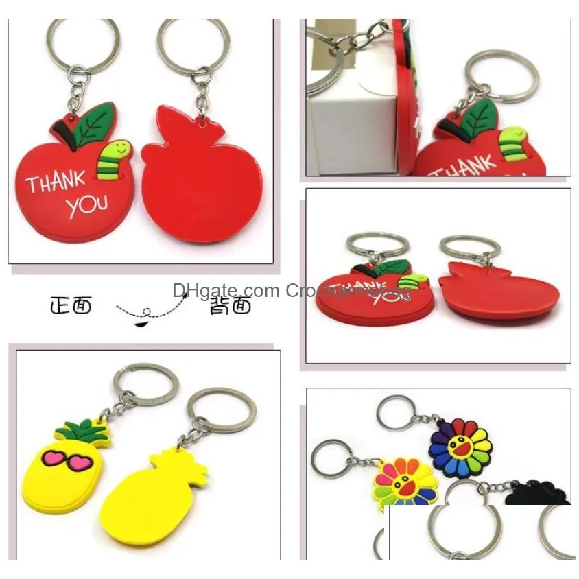 moq 100pcs anime keychain fashion key ring accessories pvc cartoon pendant decoration brithday party gift