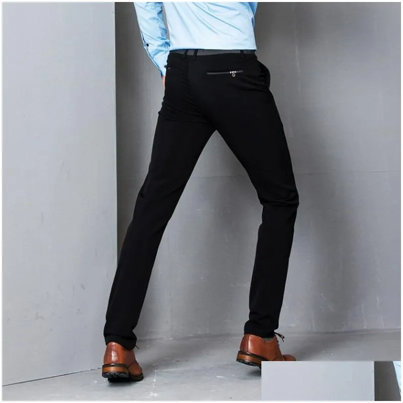 black stretch skinny dress pants men party office formal mens suit pencil pant business slim fit casual male trousers