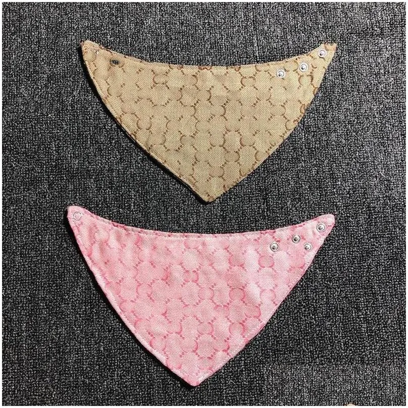 brand letters embroidery pet saliva towels dog apparel luxury pet bandanas 3 colors personality charm teddy bulldog triangle scarf