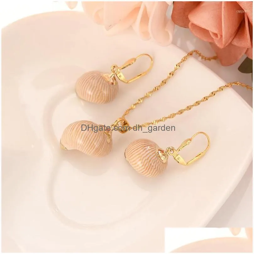 necklace earrings set african png lovely gold pendant earring women party gift conch shell charms girls fine jewelry