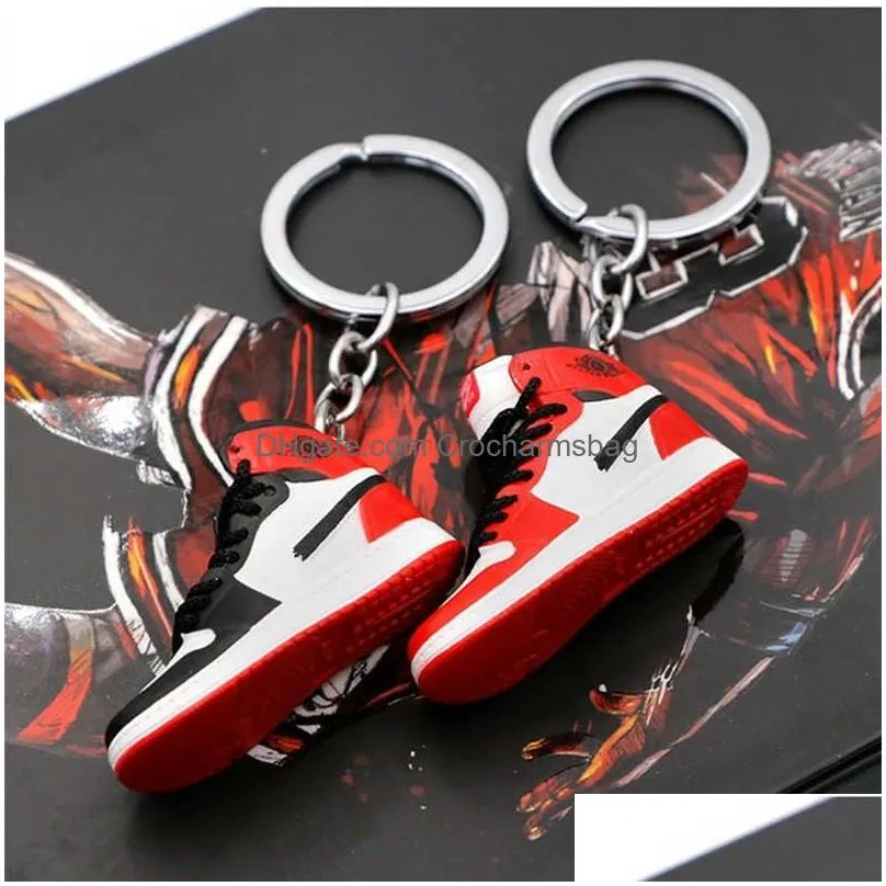 Creative 1/6 Hollow 3D Sneakers Model Keychains Souvenirs Basketball Shoes Sports Enthusiasts Keyring Car Backpack Pendant Gifts