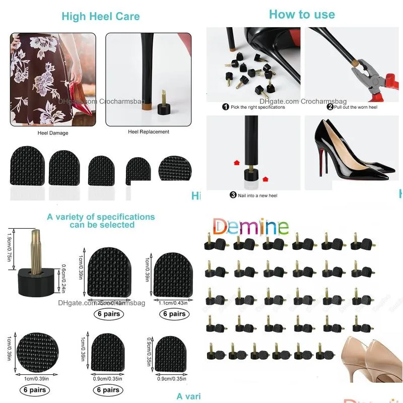 Shoe Parts Accessories 60PcsSet High Heel Stoppers Repair Tips Pins for Women s Heels Protector Taps Dowel Lifts Replacement Care