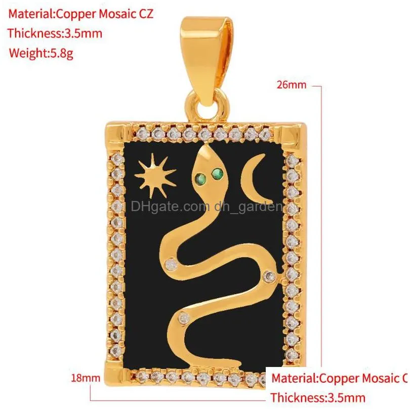 pendant necklaces copper micro inlaid zircon drop color paint palm moon star diy necklace jewelry