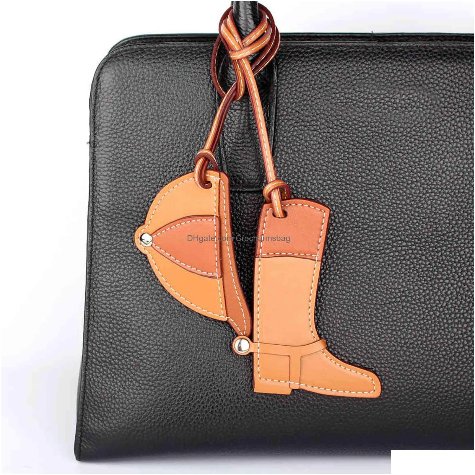 Fashion Designer PU Faux Leather Shoe Boot Horseshoe Keychain Pendant For Women Ladies Bag Charm Accessories Ornament Gifts H1126