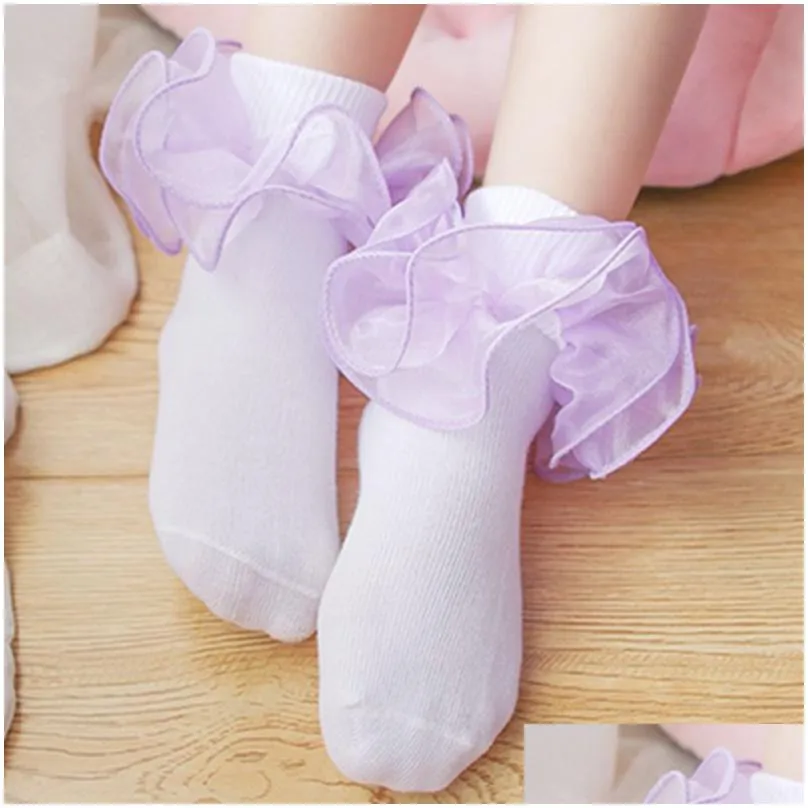 10 colors kids baby socks accessories girls cotton lace three-dimensional ruffle sock infant toddler socks children clothing christmas gifts