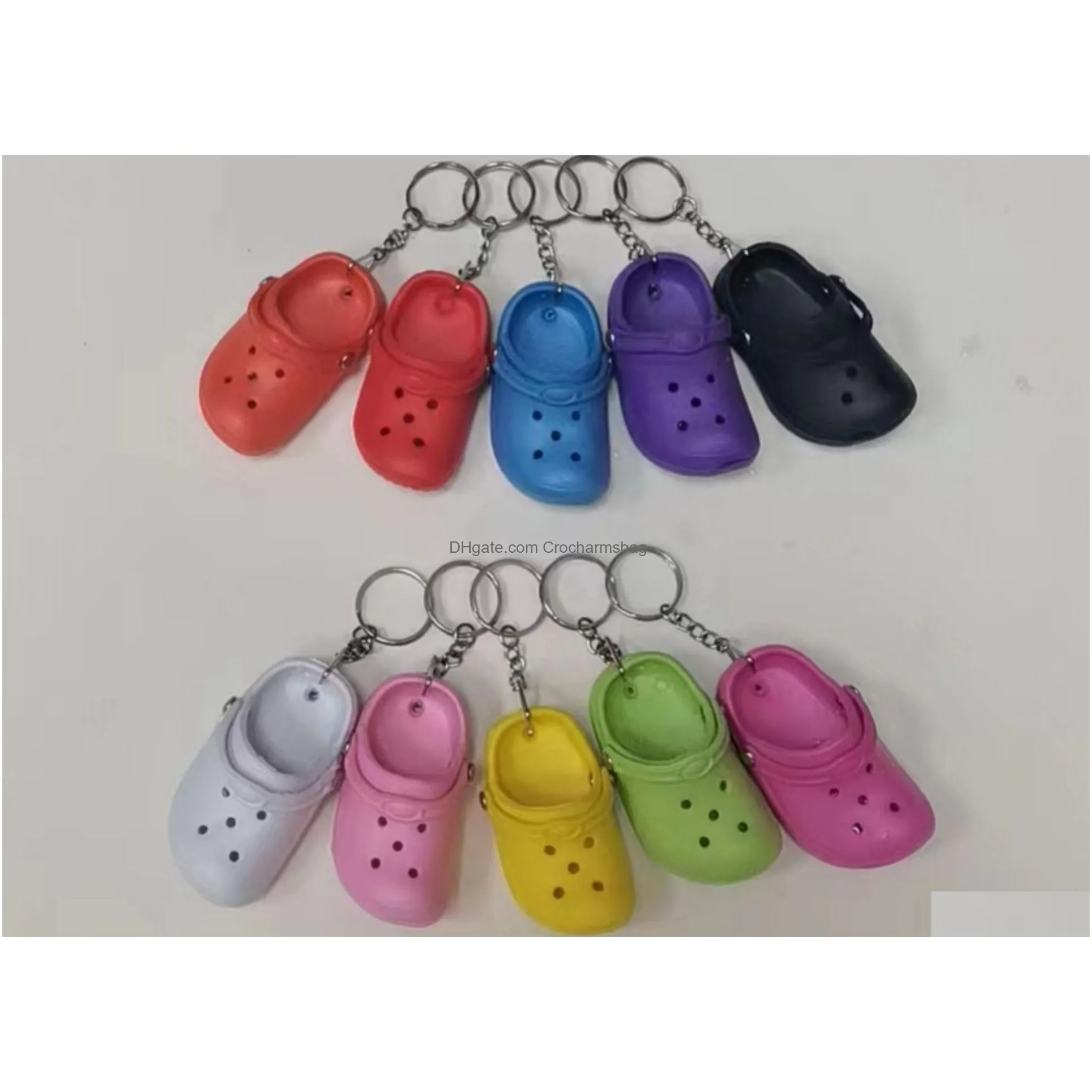 8 Colors Slipper Shoes Keychain Accessories Minin Hole Shoes Keychains Fashion Backpack Jewelry Pendent Gift
