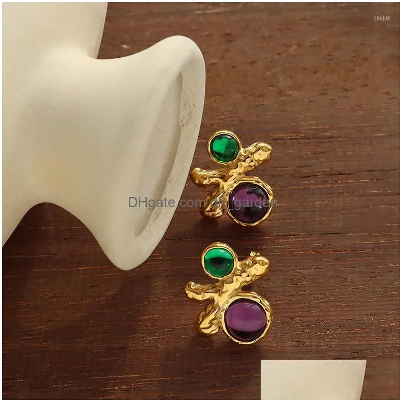 stud earrings modoma vintage ruby and emerald inlay piercing for women 2023 modern design stainless steel luxury jewelry