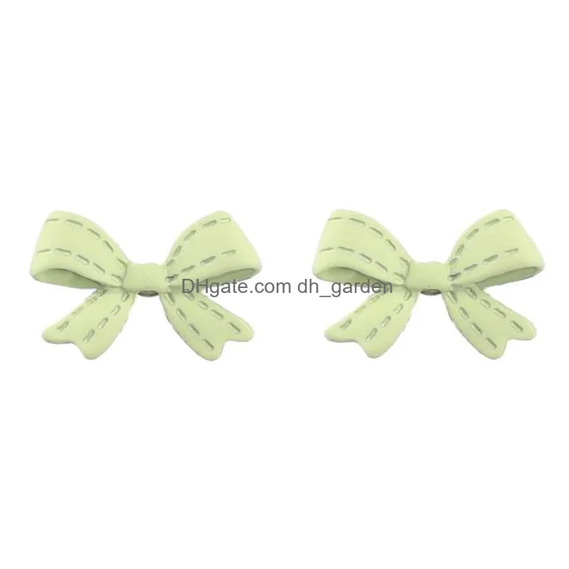 stud earrings candy color small bow knot cute girly style for women