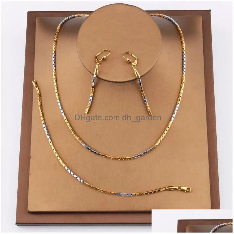 necklace earrings set luxury african for women wedding dubai bridal dance party gift bracelet thin chain fashion bangle