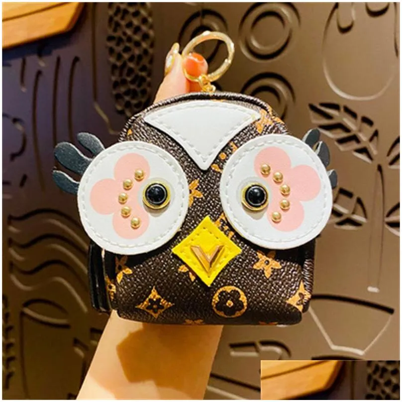 party favor old flower owl coin purse creative cartoon mini cute bag key chain car bag pendant small gift