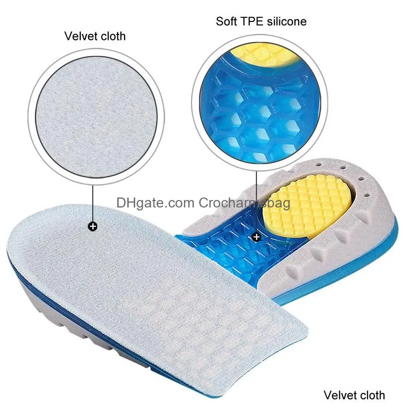 TPE Heightened Insole Height Increase Half Shoes Pad Men Women Silicone Gel Invisible Growing Heel 1 3cm Lift Soles 220610